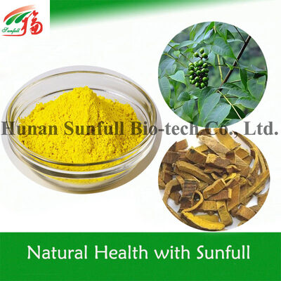 สารสกัดจากเชื้อแบคทีเรีย Berberine hcl สีเหลือง ขนาดผงคริสตัลจากชนิด Berberis (Barberry) ที่มีหมายเลข CAS 633-65-8